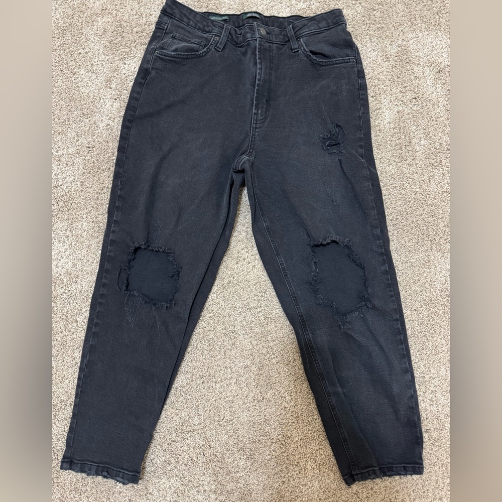 Wild Fable Super High-Rise Tapered Jeans Black Distressed Size 14 High Waisted